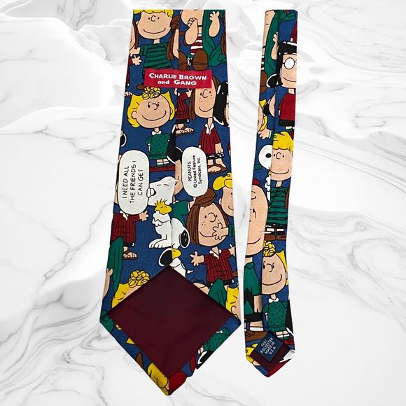 VTG Charlie Brown and Gang "need all the friends I can get" Necktie Tie  Snoopy - Picture 2 of 3